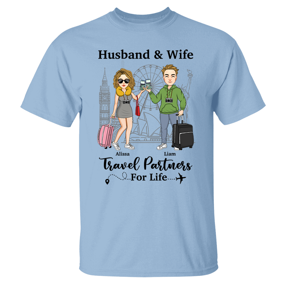 Travel Couple Travel Partners For Life - Couple Gift - Personalized Traveling Shirt Pa00