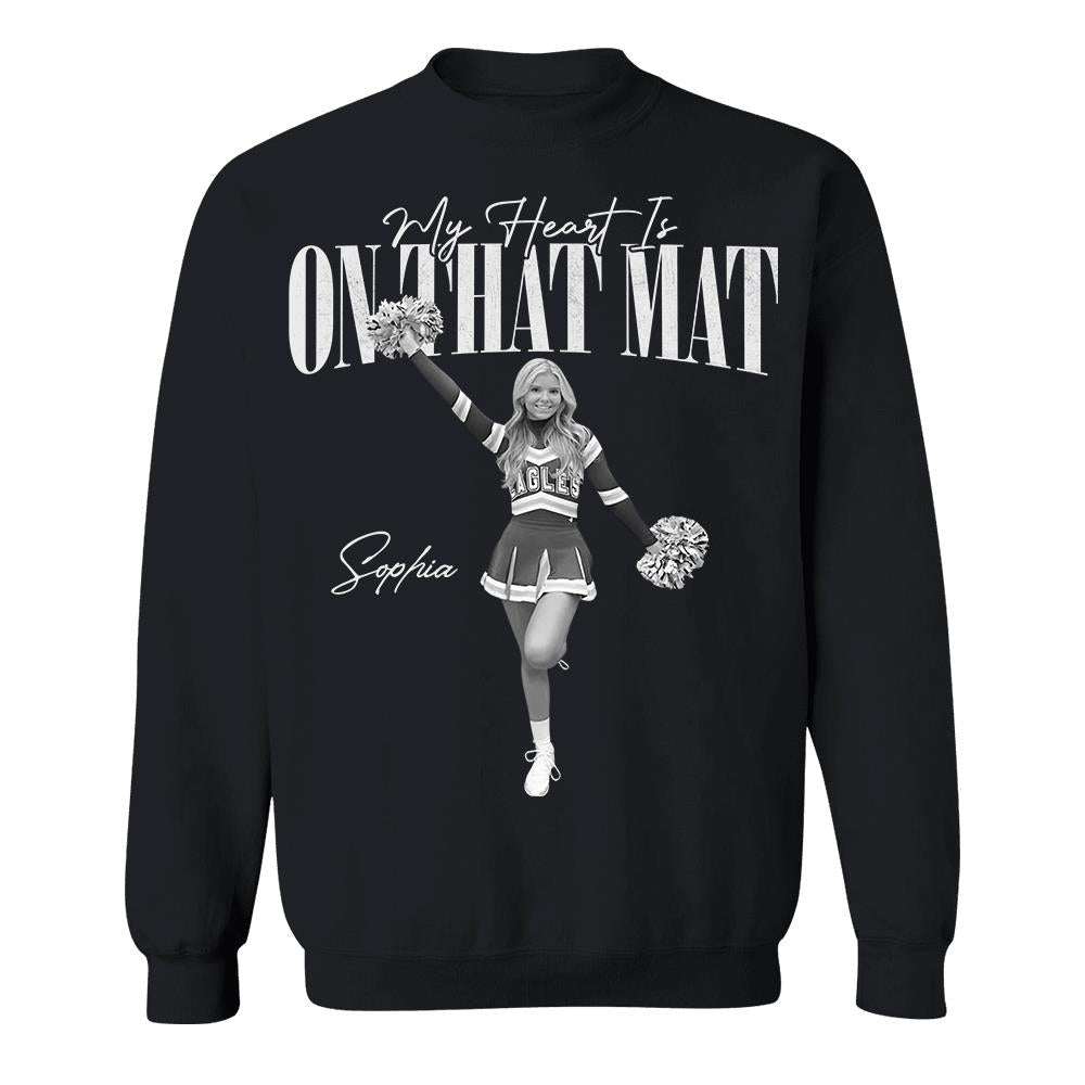 My Heart Is On That Mat- Washed Tee Retro Bootleg Shirt For Cheerleading Na02 Hv01