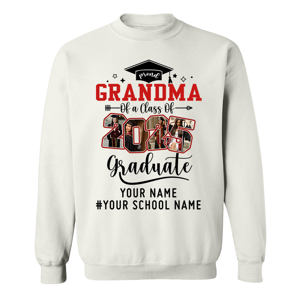 Proud Grandma Of A Class Of 2025 Graduate Shirt, Custom Graduate Family Shirt, Perfect Customized Graduation Gift - Graduate, Family, Funny YN1302 Tm01