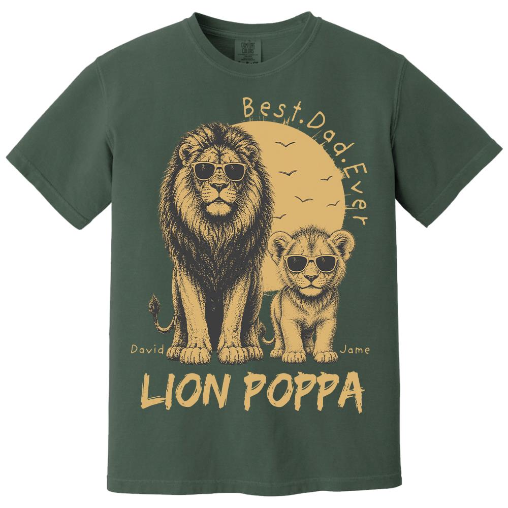 Retro Vintage Lion Dad And Kids Daddy Protector - Personalized Shirt - Cool Father's Day Gift For Dad, Husband Hv01