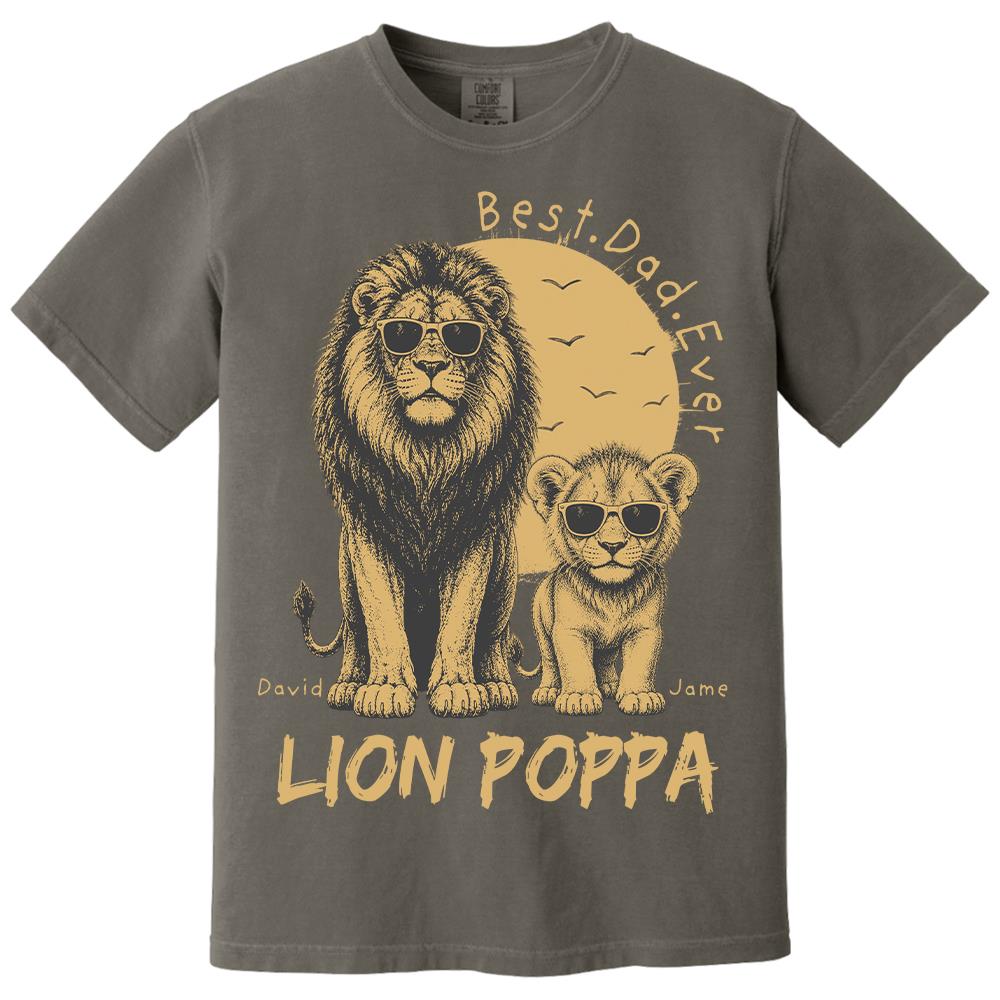 Retro Vintage Lion Dad And Kids Daddy Protector - Personalized Shirt - Cool Father's Day Gift For Dad, Husband Hv01