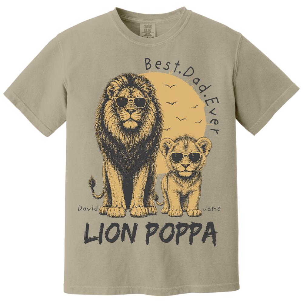 Retro Vintage Lion Dad And Kids Daddy Protector - Personalized Shirt - Cool Father's Day Gift For Dad, Husband Hv01