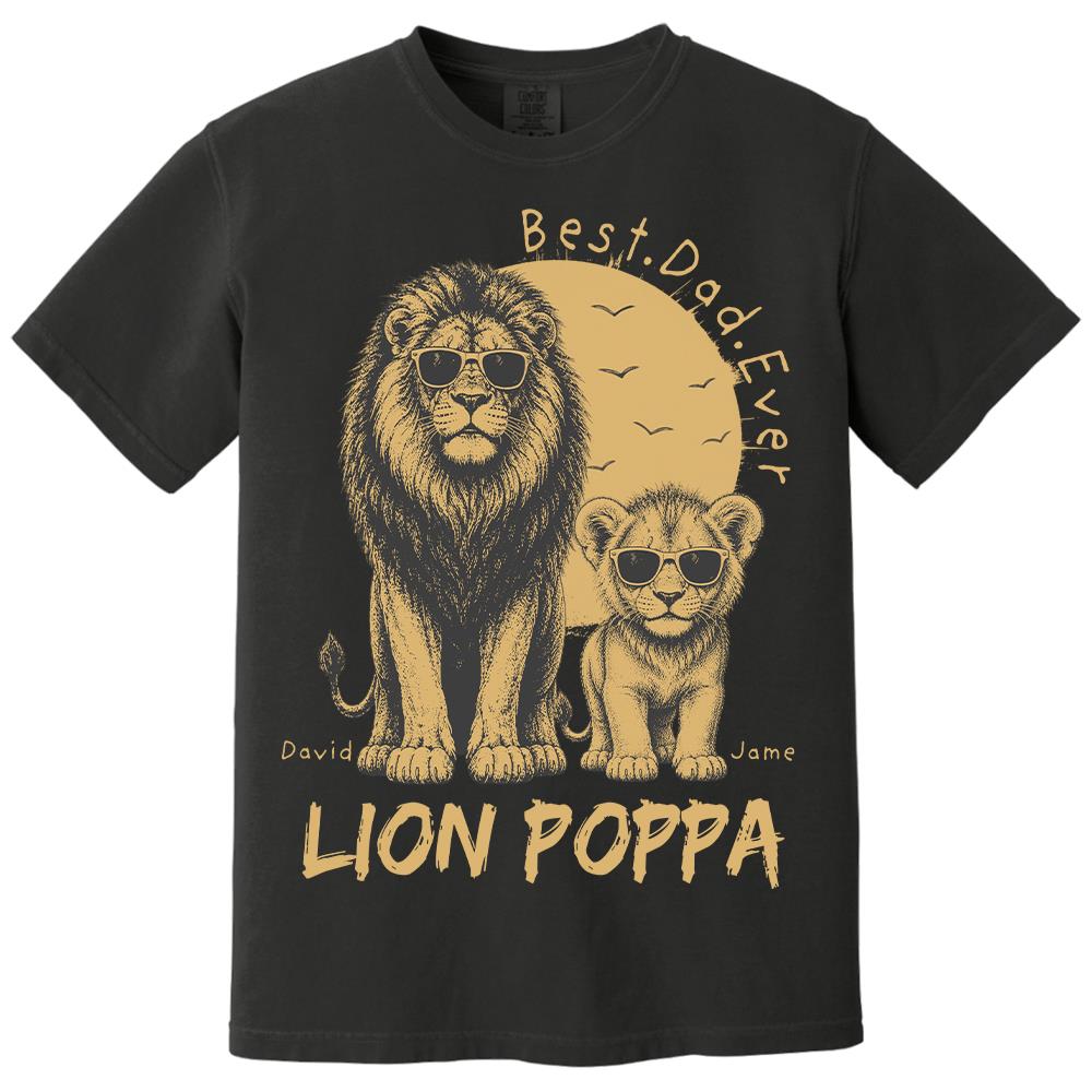 Retro Vintage Lion Dad And Kids Daddy Protector - Personalized Shirt - Cool Father's Day Gift For Dad, Husband Hv01