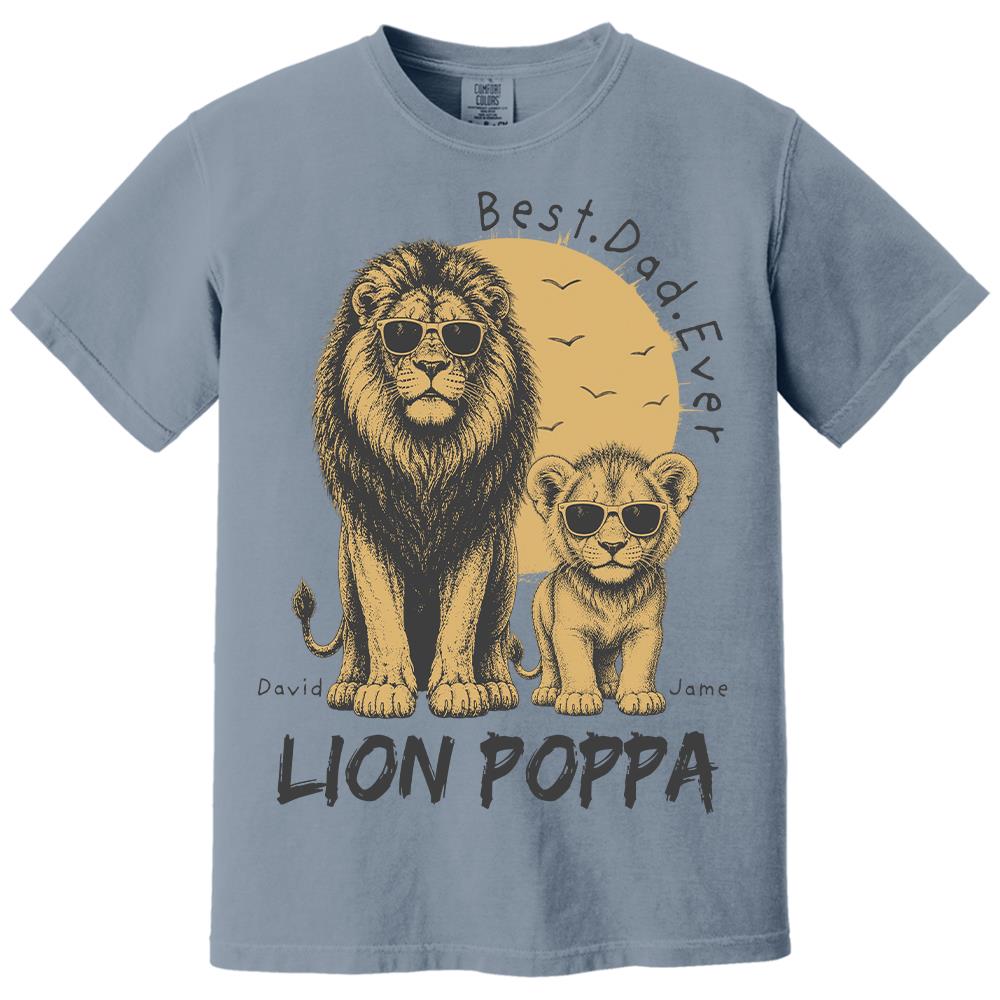 Retro Vintage Lion Dad And Kids Daddy Protector - Personalized Shirt - Cool Father's Day Gift For Dad, Husband Hv01