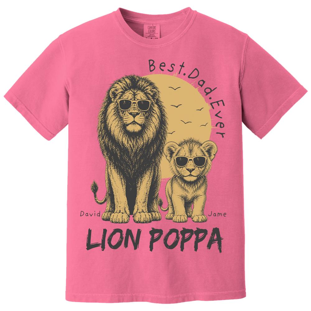 Retro Vintage Lion Dad And Kids Daddy Protector - Personalized Shirt - Cool Father's Day Gift For Dad, Husband Hv01