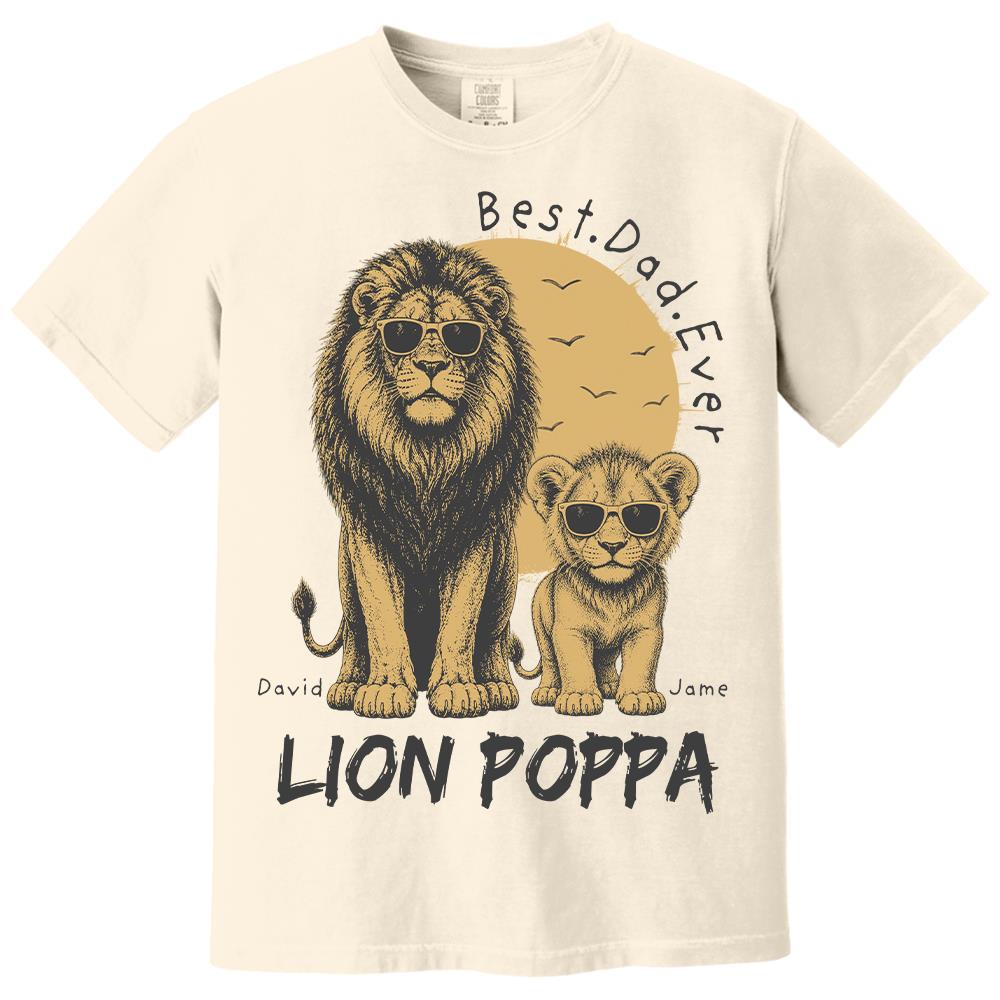 Retro Vintage Lion Dad And Kids Daddy Protector - Personalized Shirt - Cool Father's Day Gift For Dad, Husband Hv01