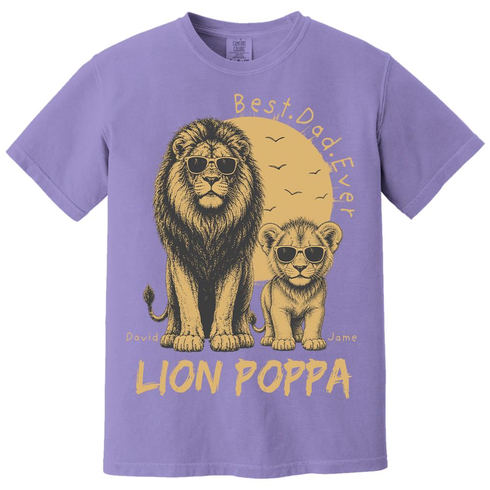 Retro Vintage Lion Dad And Kids Daddy Protector - Personalized Shirt - Cool Father's Day Gift For Dad, Husband Hv01