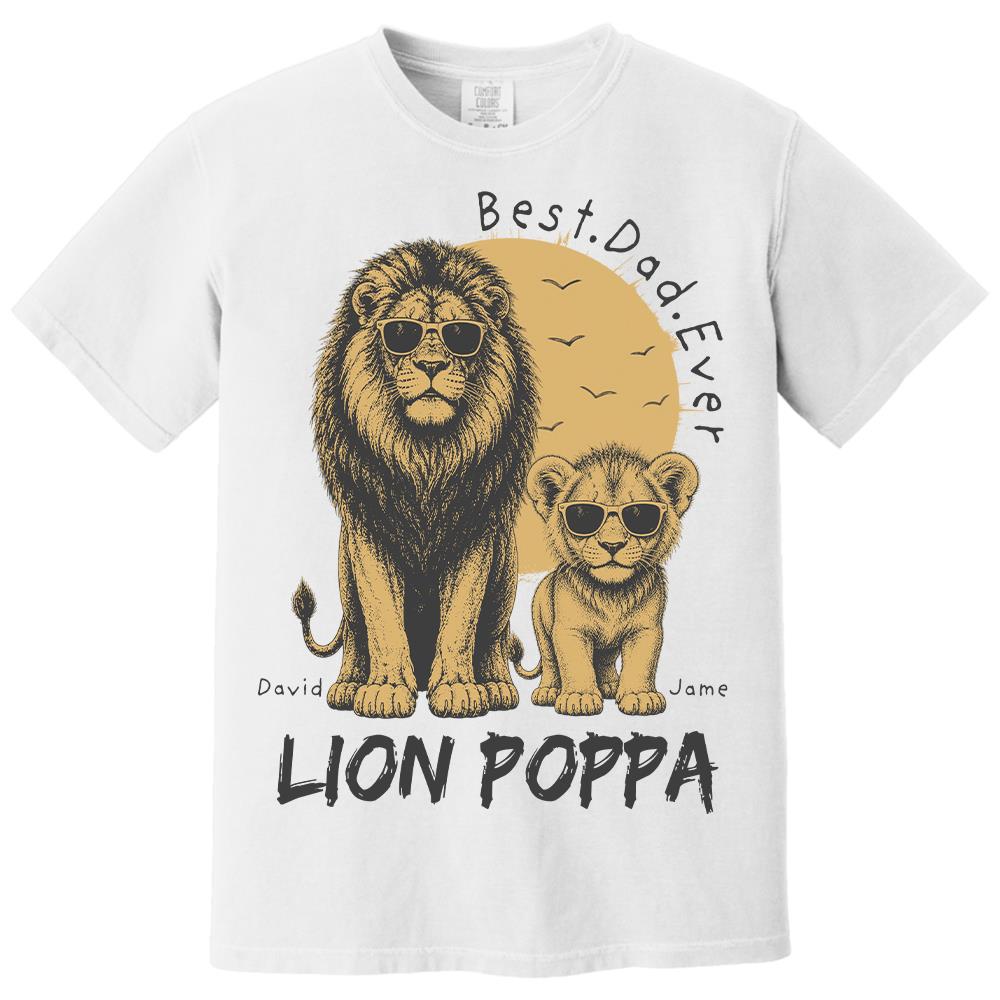 Retro Vintage Lion Dad And Kids Daddy Protector - Personalized Shirt - Cool Father's Day Gift For Dad, Husband Hv01