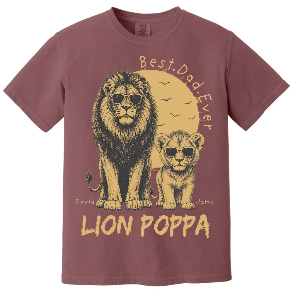 Retro Vintage Lion Dad And Kids Daddy Protector - Personalized Shirt - Cool Father's Day Gift For Dad, Husband Hv01