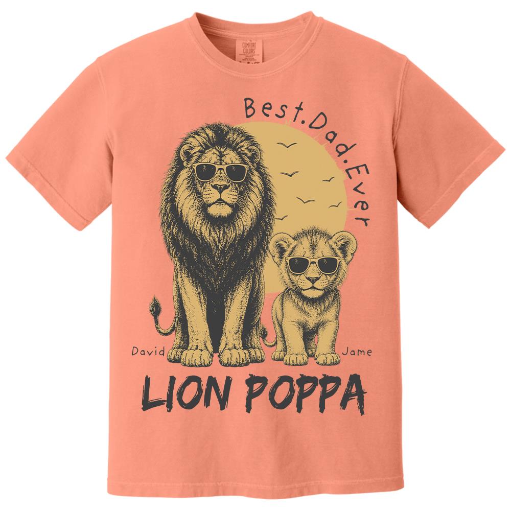 Retro Vintage Lion Dad And Kids Daddy Protector - Personalized Shirt - Cool Father's Day Gift For Dad, Husband Hv01