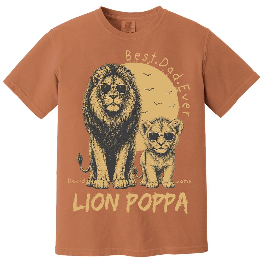 Retro Vintage Lion Dad And Kids Daddy Protector - Personalized Shirt - Cool Father's Day Gift For Dad, Husband Hv01