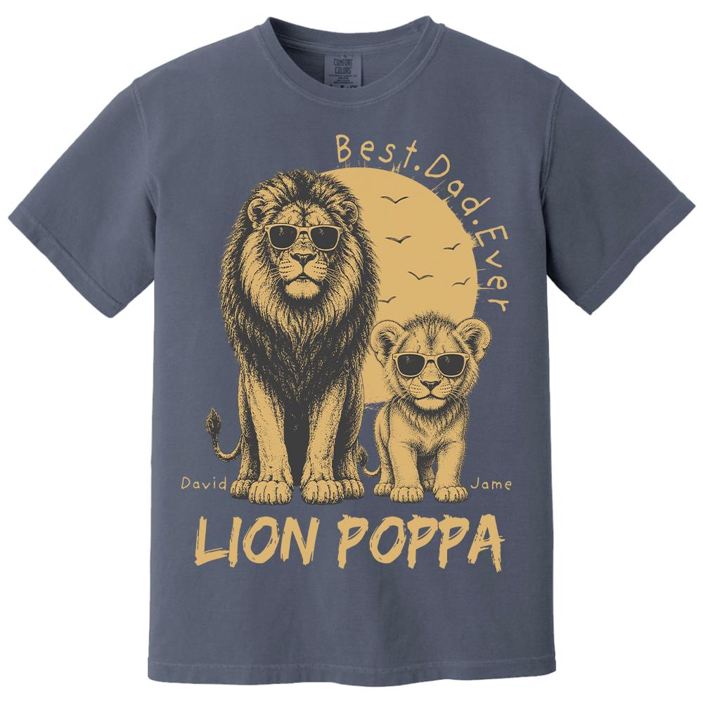 Retro Vintage Lion Dad And Kids Daddy Protector - Personalized Shirt - Cool Father's Day Gift For Dad, Husband Hv01