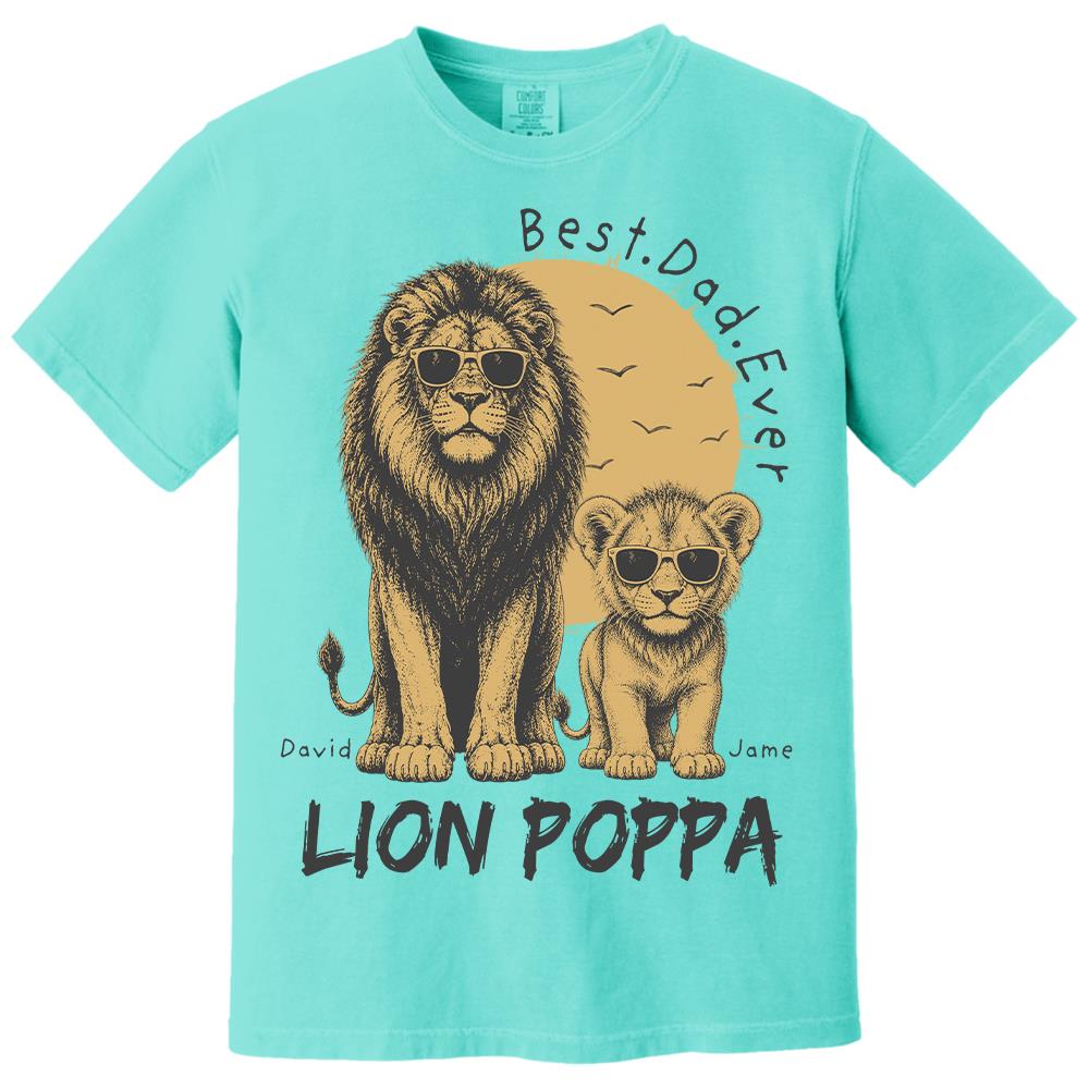 Retro Vintage Lion Dad And Kids Daddy Protector - Personalized Shirt - Cool Father's Day Gift For Dad, Husband Hv01