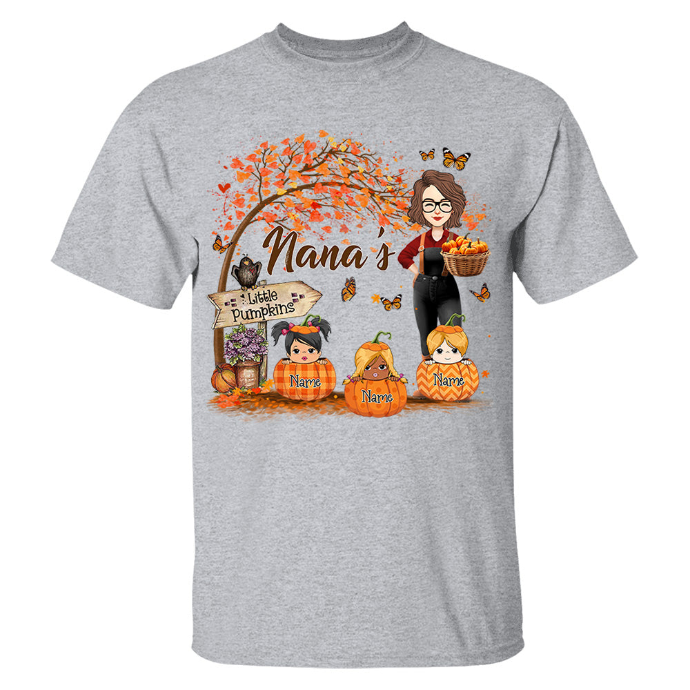 Personalized Grandma's Little Pumpkin Autumn Shirt New Nh00