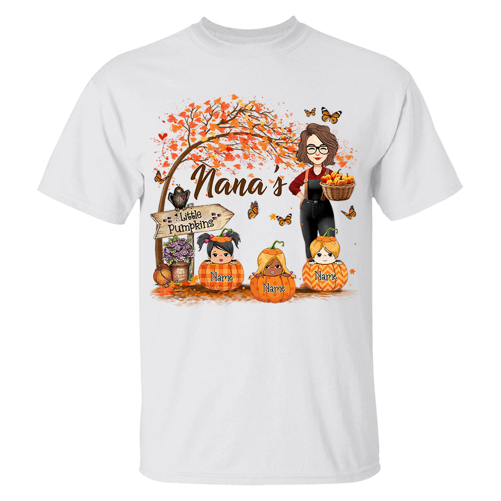 Personalized Grandma's Little Pumpkin Autumn Shirt New Nh00