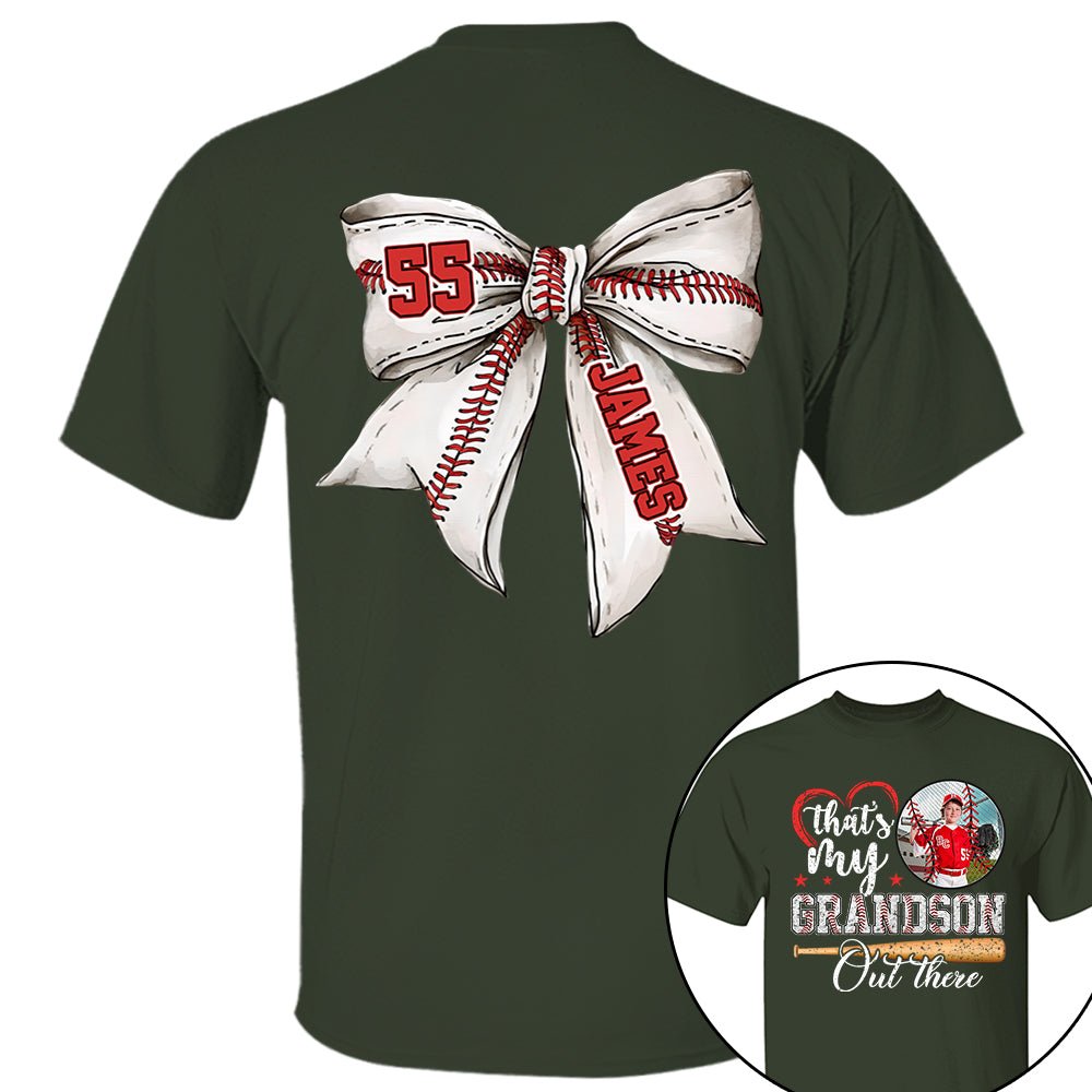 Custom Photo That's My Grandson Out There Baseball Family Shirt - N3005 VH01
