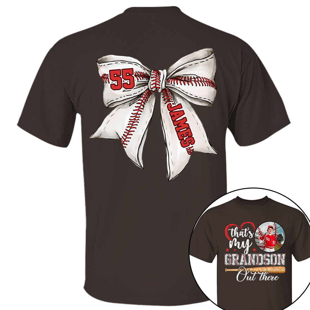 Custom Photo That's My Grandson Out There Baseball Family Shirt - N3005 VH01