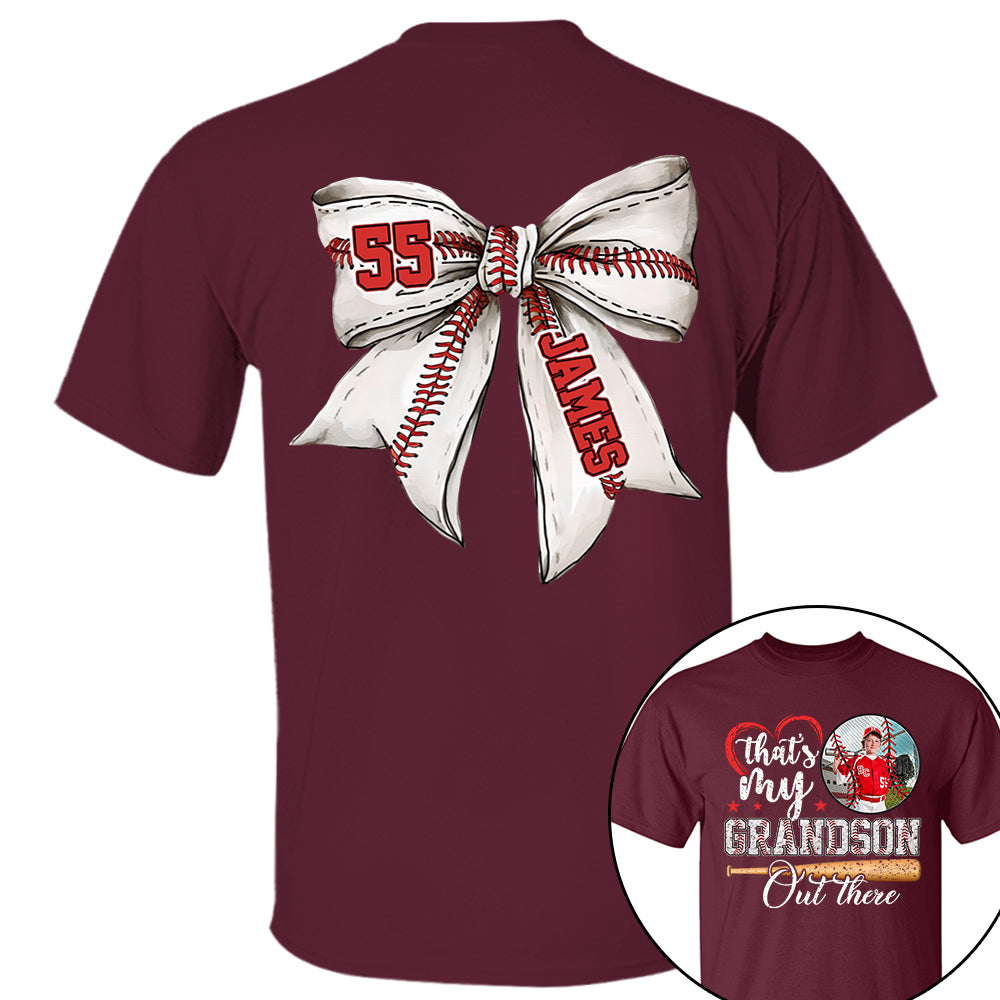 Custom Photo That's My Grandson Out There Baseball Family Shirt - N3005 VH01