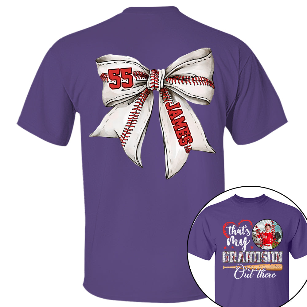 Custom Photo That's My Grandson Out There Baseball Family Shirt - N3005 VH01
