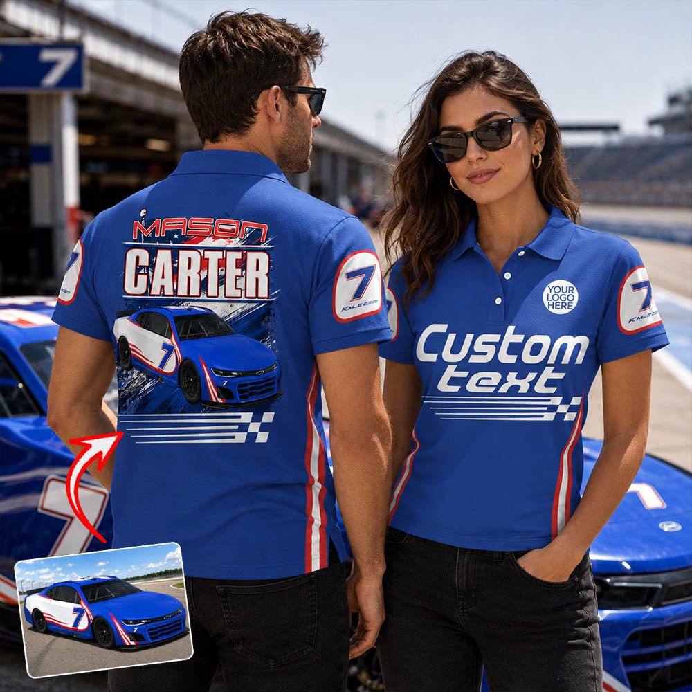 Custom Photo Race Car Polo Shirt - Personalized Shirt For Racing Fan A2110