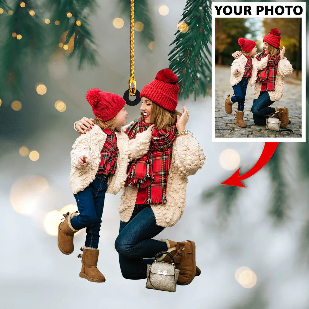 Custom Photo Ornament Christmas Mom and Daughter Gift for Family