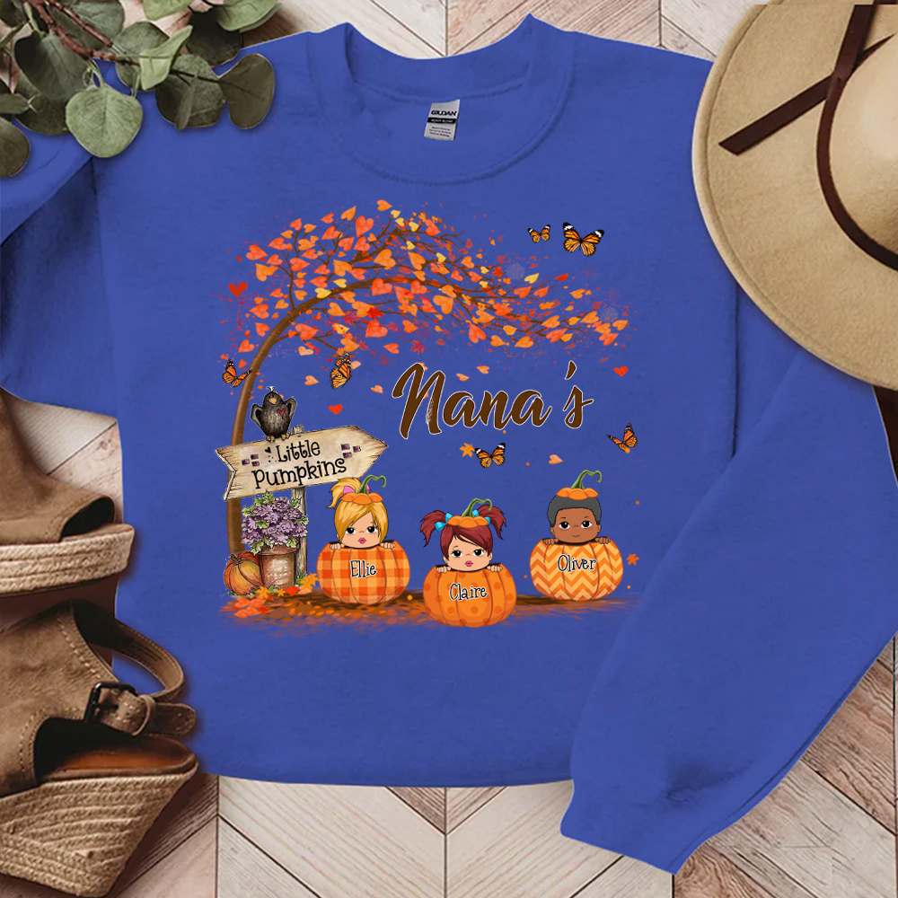 Nana's Little Pumpkin Autumn Personalized Sweatshirt For Grandmas