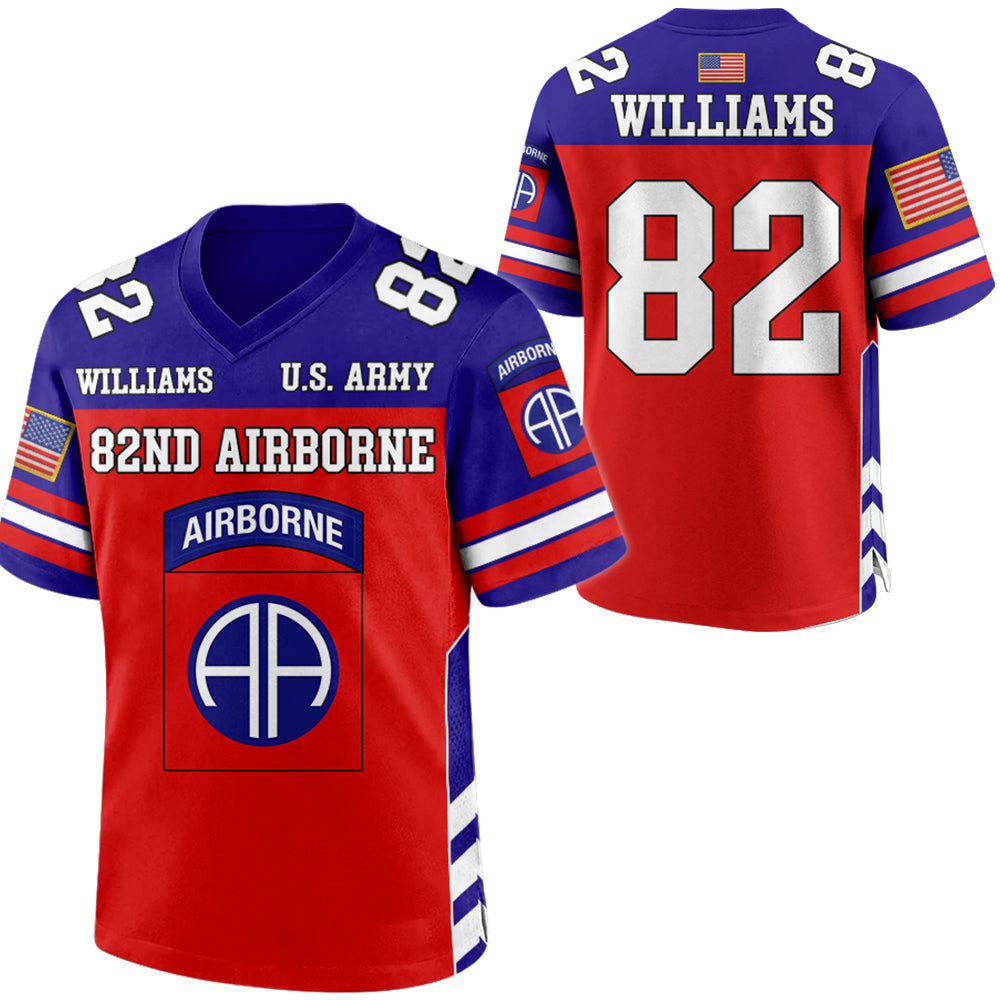 Custom Division All Branches Of Service Football Jersey Gift For Military Retirement Veteran Dad Grandpa H2511