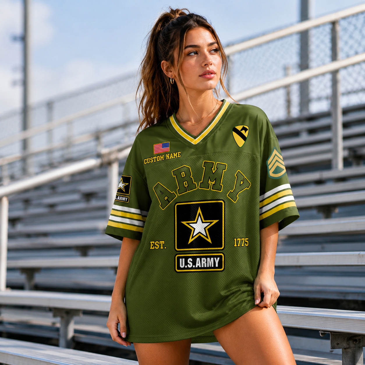 US Military Football Jersey Custom All Branches Rank Division Name For Military Retirement Veteran Dad Grandpa H2511