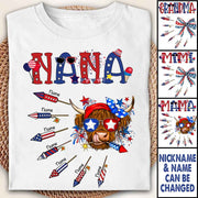 Personalized Grandma Patriotic With Firecrackers, Cute 4Th Of July Shirt For Grandma