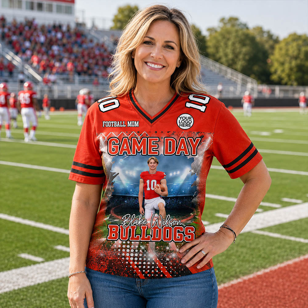 Custom Photo Football Game Day Football Jersey Gift For Football Lovers - Personalized Gift For Football Player
