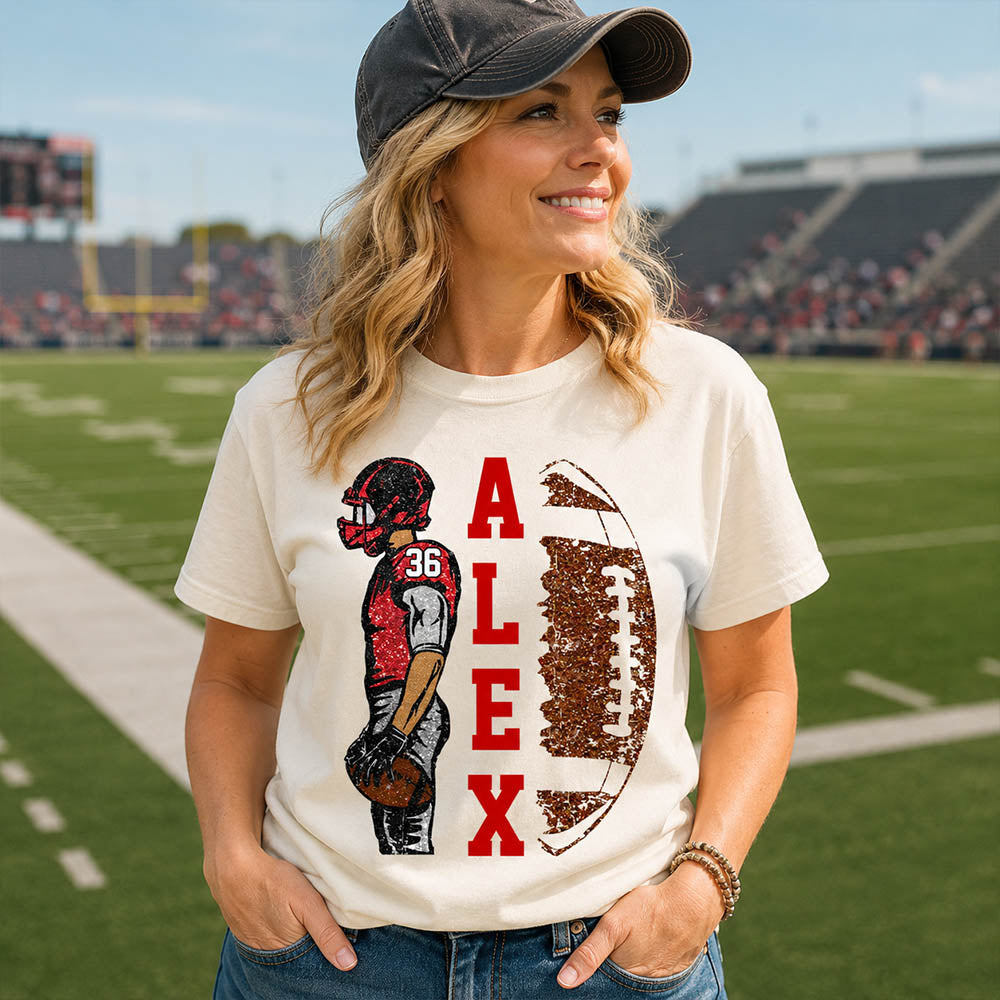 Personalized Football Shirt - Matching Football Player Tee - Adult Youth Team Name - Sports Cheerleader Shirts - Matching Fan Outfits