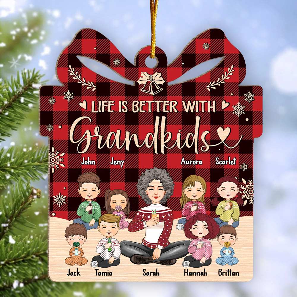 Life Is Better With Grandkids Personalized Wooden Ornament