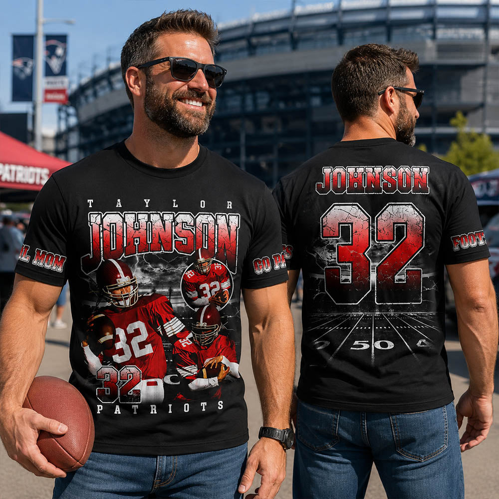 Custom Football All Over Print Shirt Bootleg Player Shirt, Team Name Gift For Football Lovers Game Day Shirt H2511