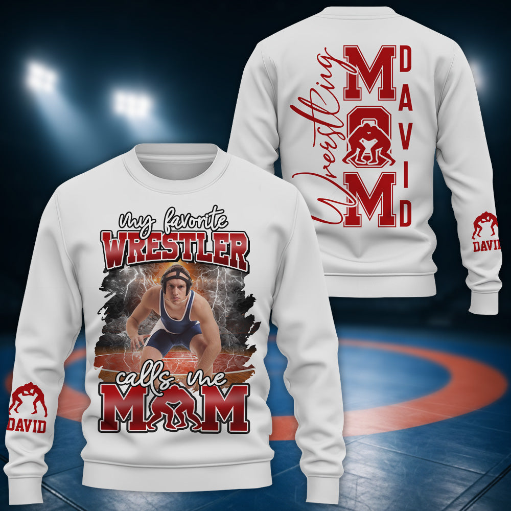 My Favorite Wrestler Calls Me Mom - Personalized All Over Print Shirt For Wrestling Mom Wrestling Family T1807