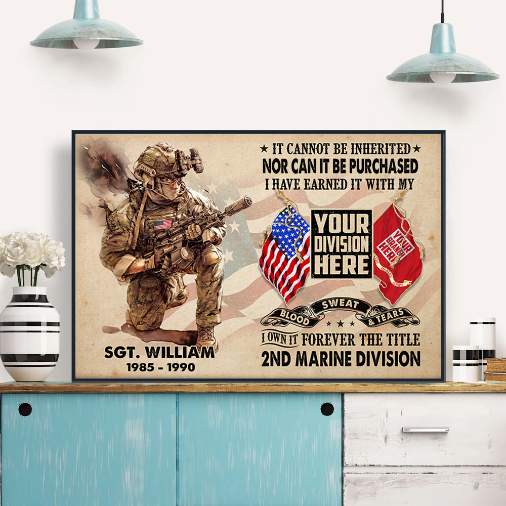 Personalized Canvas And Poster It Cannot Be Inherited Veteran Frame K1702