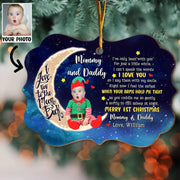 Personalized Adorable Newborn Baby Elf First Christmas Ornament - Custom Face Baby Wooden Ornament