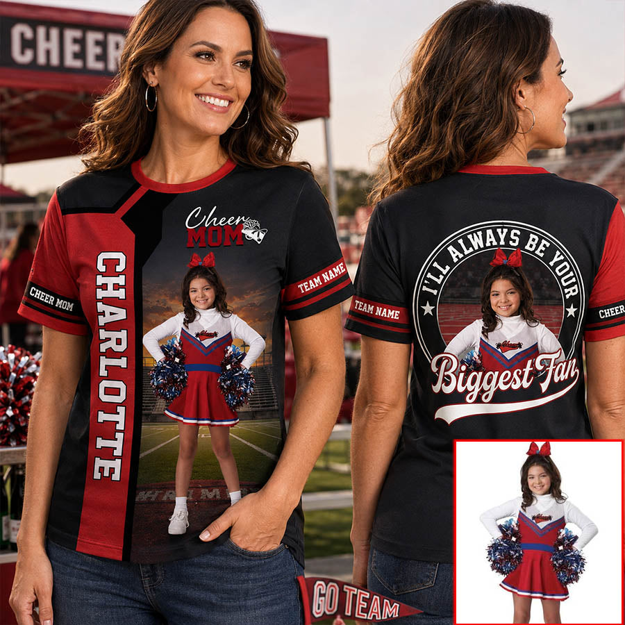 Personalized Photo Cheerleading Shirt - Custom Upload Photo Shirt Gift For Cheerleading Mom NA04