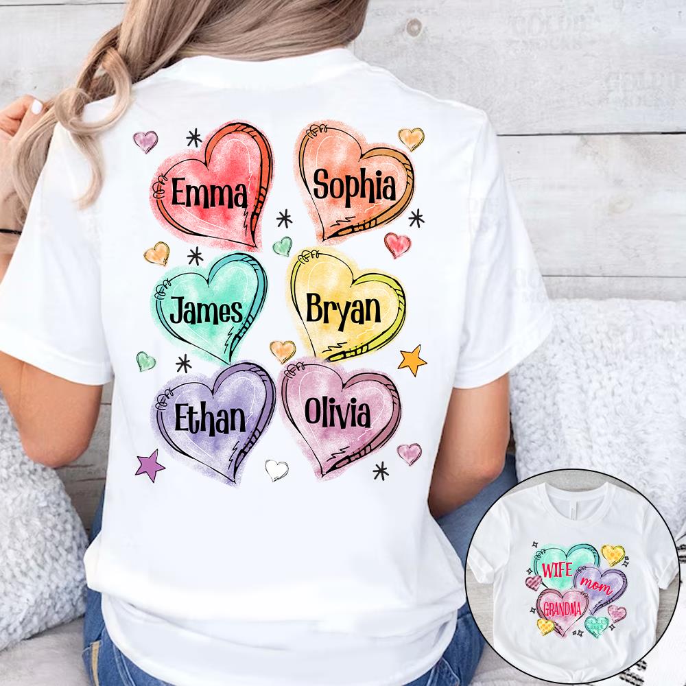 Custom Grandma Candy Hearts for Grandmas Shirt - Personalized Valentine Shirt