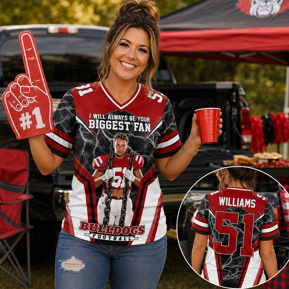 I Will Always Be Your Biggest Fan Personalized All Over Print Football Jersey For Football Mom Grandma Sport Family H2511