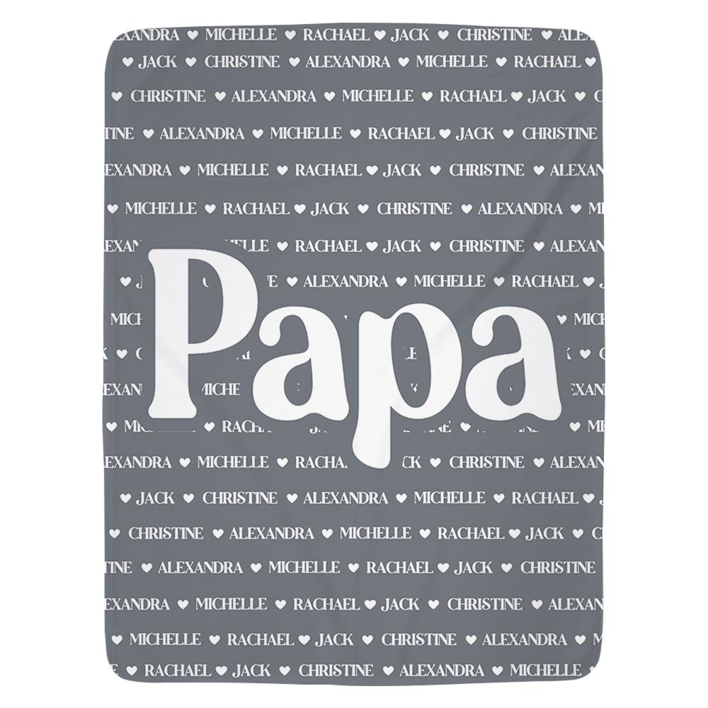 Papa Blanket, Custom Name Blanket, Fleece, Sherpa Blanket, Personalized Family Name Blanket