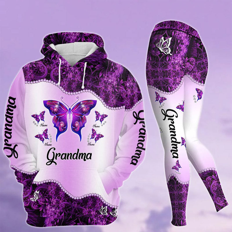 Grandma Butterflies Custom All Over Print Shirt Legging For Grandma Nana