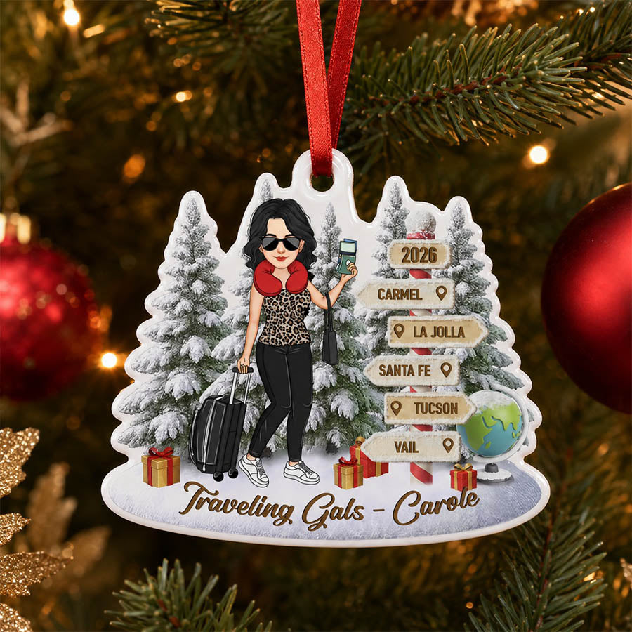 Personalized Travel Adventure Ornament, Custom Traveling Destination Ornament, Couple Traveling Destination, Travel Gift, Christmas Gift Na02