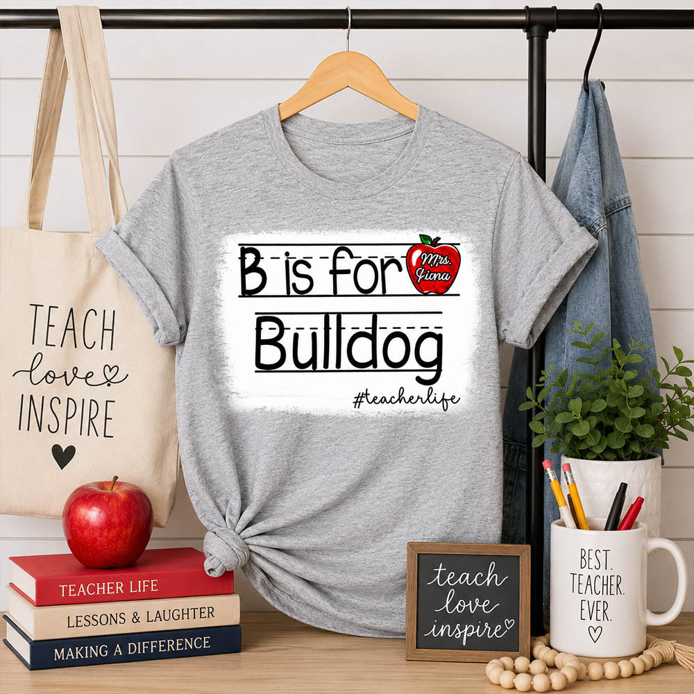 Personalized School Mascot Custom Apple Name Teacher T-Shirt, Custom Gifts For Teacher