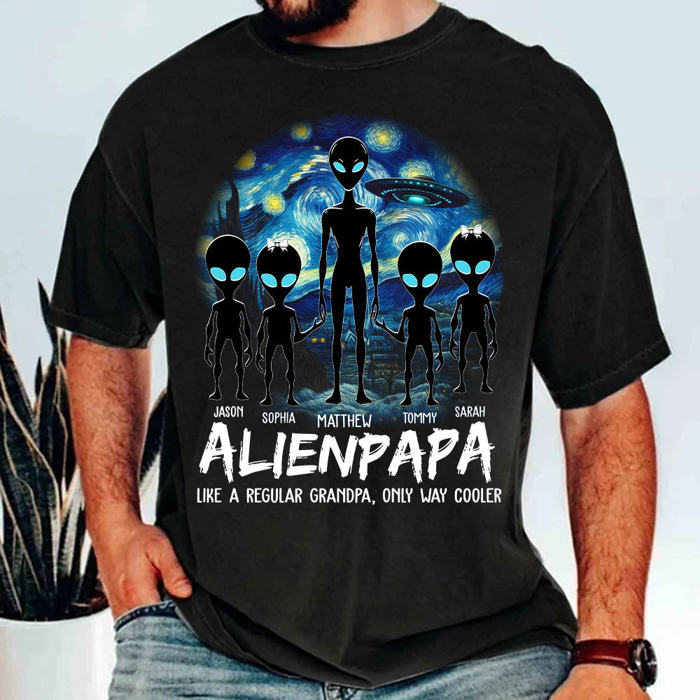 Personalized Starry Night Alien Dad Like A Regular Dad Only Way Cooler Shirt