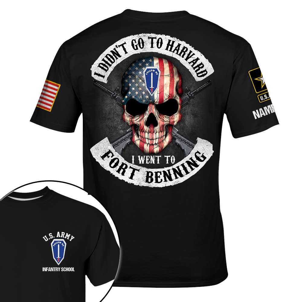 I Didn't Go To Harvard I Went To Military Base Skull Veteran Personalized All Over Print Shirt Gift For Soldier K1702