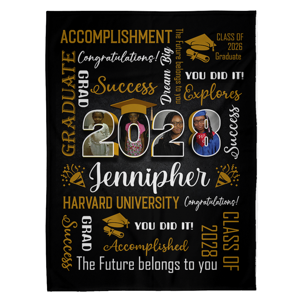 Personalized Graduation 2026 Photo Blanket Gift For College Grads - Graduation Class Of 2026 Gift K1702