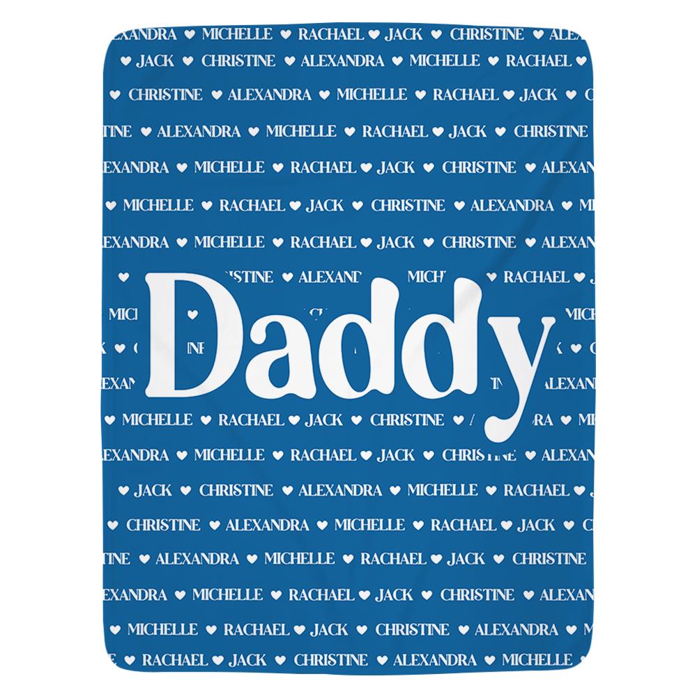Daddy Blanket, Custom Name Blanket, Fleece, Sherpa Blanket, Personalized Family Name Blanket