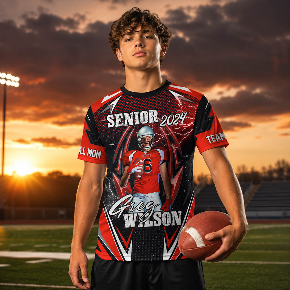 Custom Photo Football All Over Print Shirt For Football Family Game Day Shirt K1702