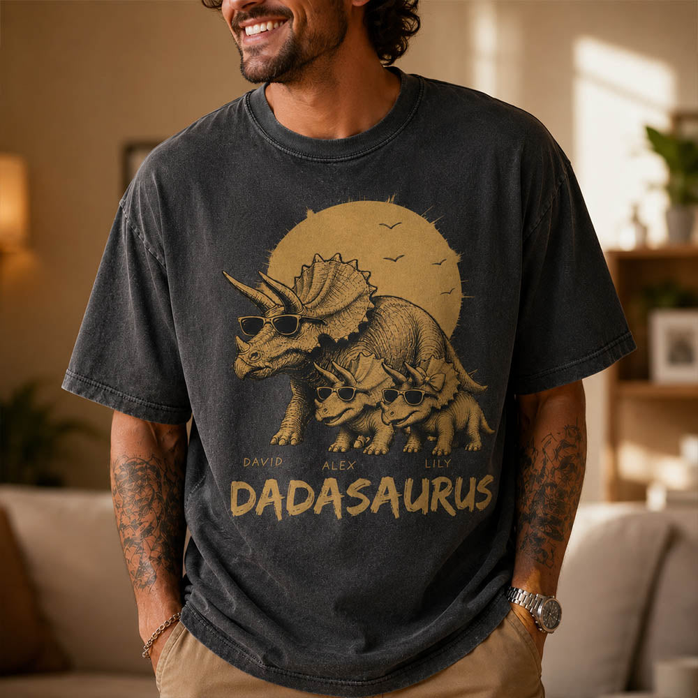 Personalized Funny Dadasaurus Animal Dad T Shirts The Best Bucking Papa Triceratops Tees for Dadasaurus