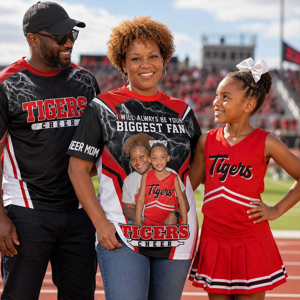 Cheerleader I Will Always Be Your Biggest Fan Personalized All Over Print Shirt For Cheer Mom Grandma Cheer Family Game Day Shirt H2511
